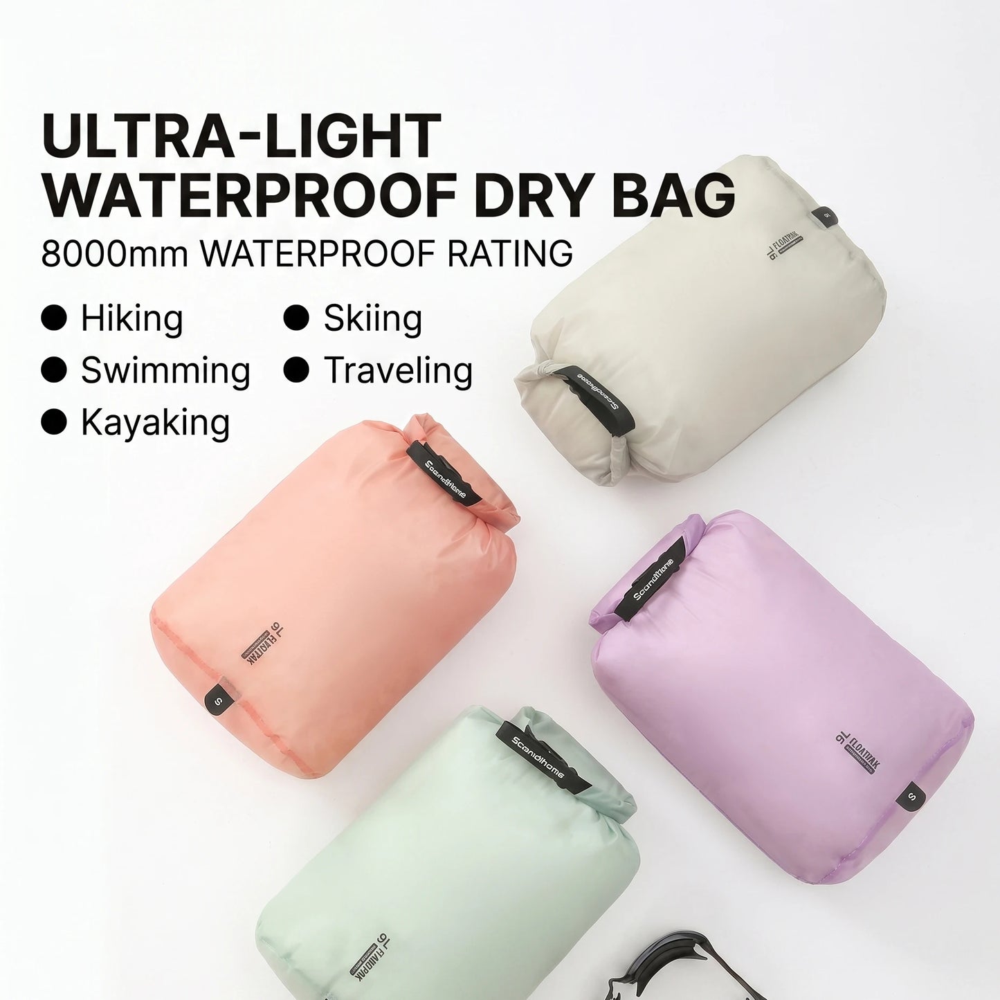 Waterproof Dry Bag – Ultralight 15D Roll-Top Dry Sack for Hiking, Camping & Travel