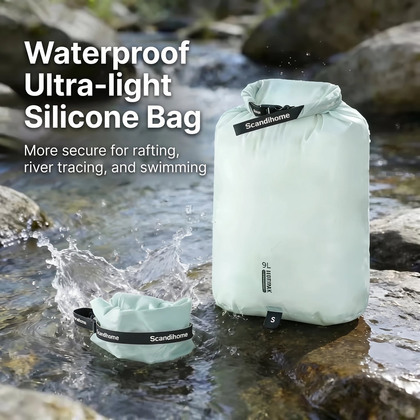 Waterproof Dry Bag – Ultralight 15D Roll-Top Dry Sack for Hiking, Camping & Travel
