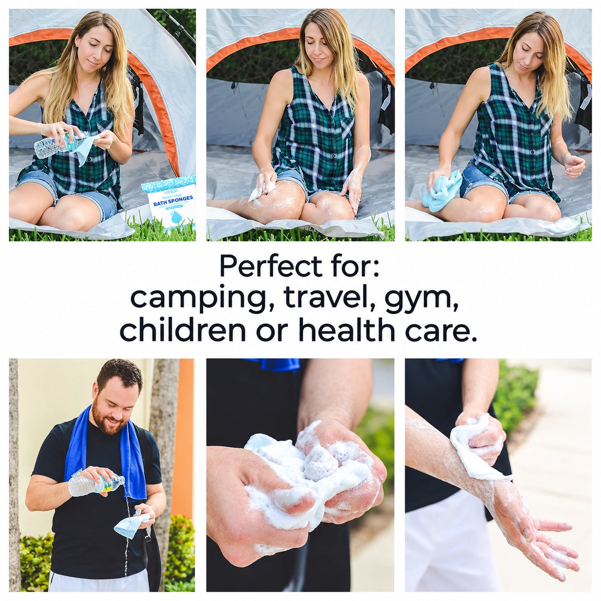 No-Rinse Travel Body Wipes – Instant Foaming Cleanse