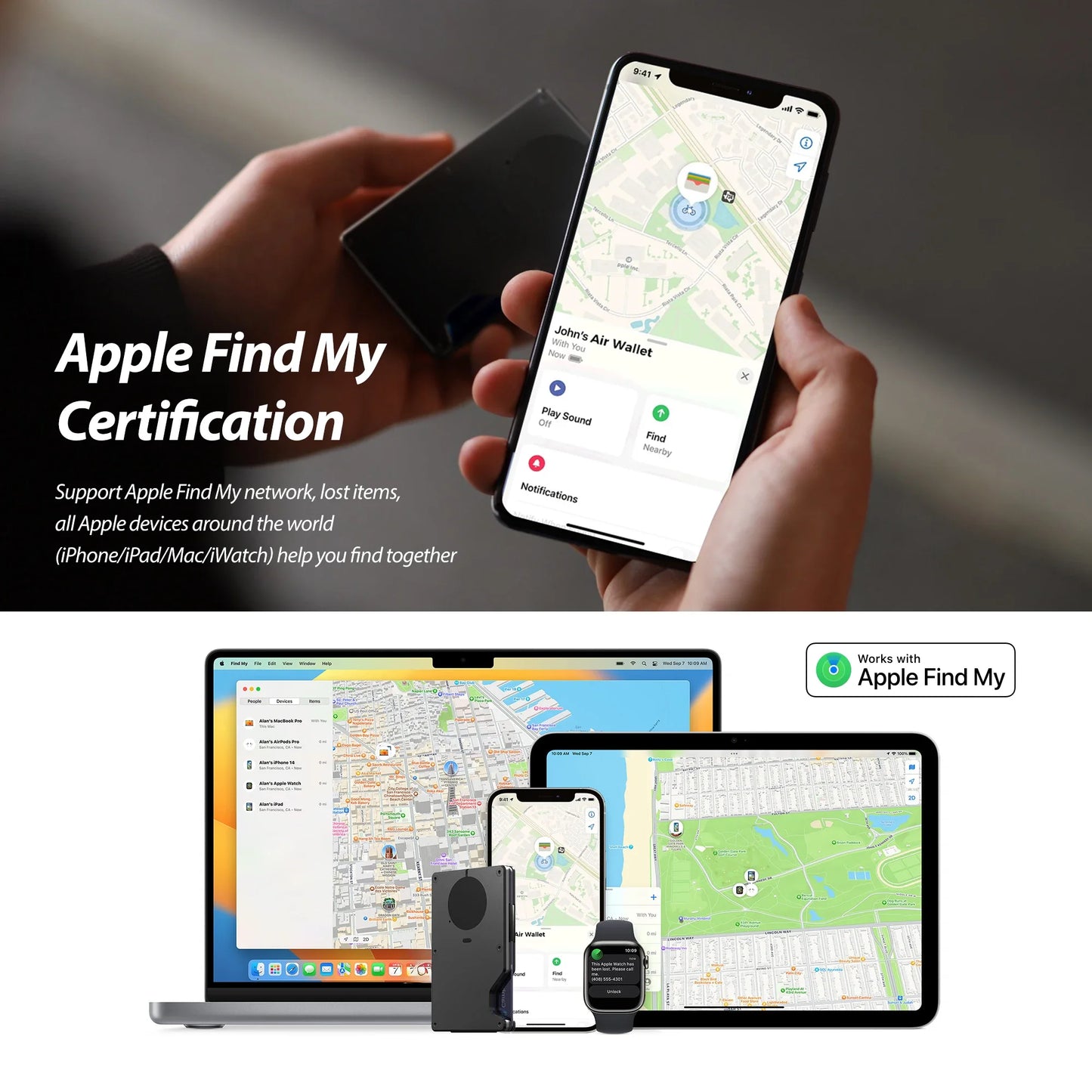 Pack3ease™ Air Wallet | The Ultimate Slim Smart Wallet with Apple Find My & RFID Protection