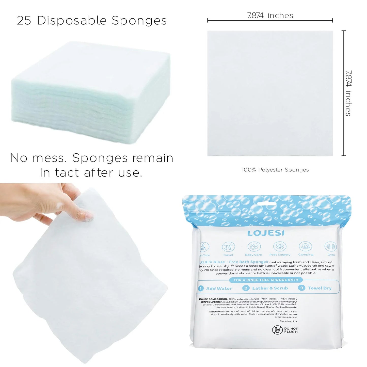 Pack3Ease™ No-Rinse Travel Body Wipes – Instant Foaming Cleanse