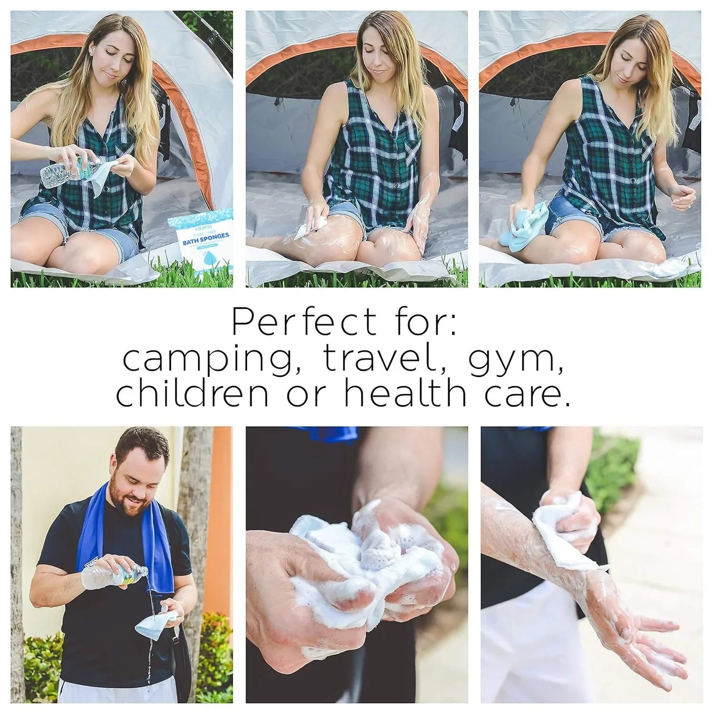 Pack3Ease™ No-Rinse Travel Body Wipes – Instant Foaming Cleanse