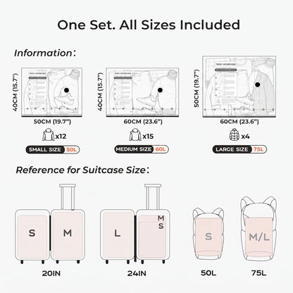 <img src="https://www.pack3ease.store/" alt="Pack3Ease compression bags size guide with dimensions for travel and luggage packing" loading="lazy"/>